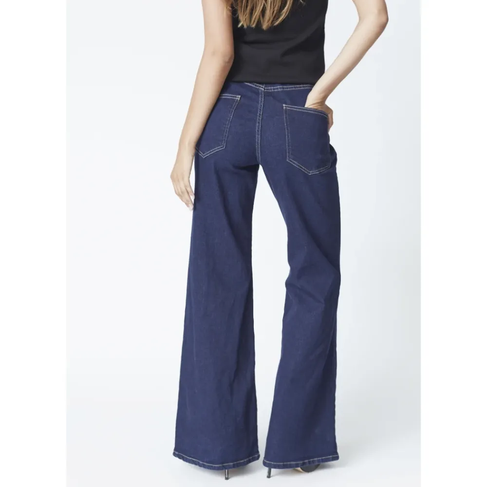 DAMES Co'Couture Jeans^Donkere Wijde Jeans Broek