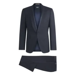 Heren Hugo Kostuums^Donkere Zijde Afgezette Wollen Smoking