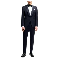 Heren Hugo Kostuums^Donkere Zijde Afgezette Wollen Smoking