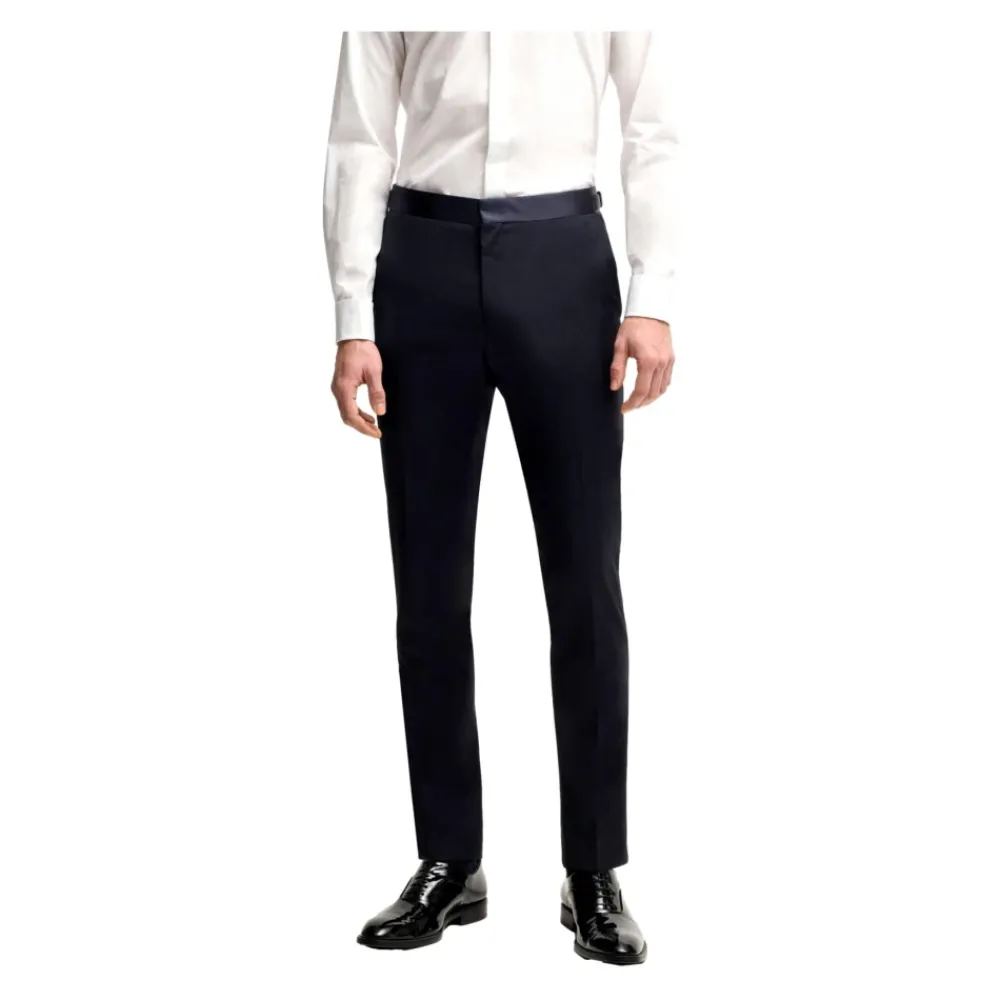 Heren Hugo Kostuums^Donkere Zijde Afgezette Wollen Smoking