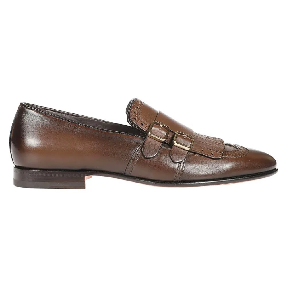 Heren Santoni Donkere Double Monks Strap Schoenen