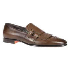 Heren Santoni Donkere Double Monks Strap Schoenen