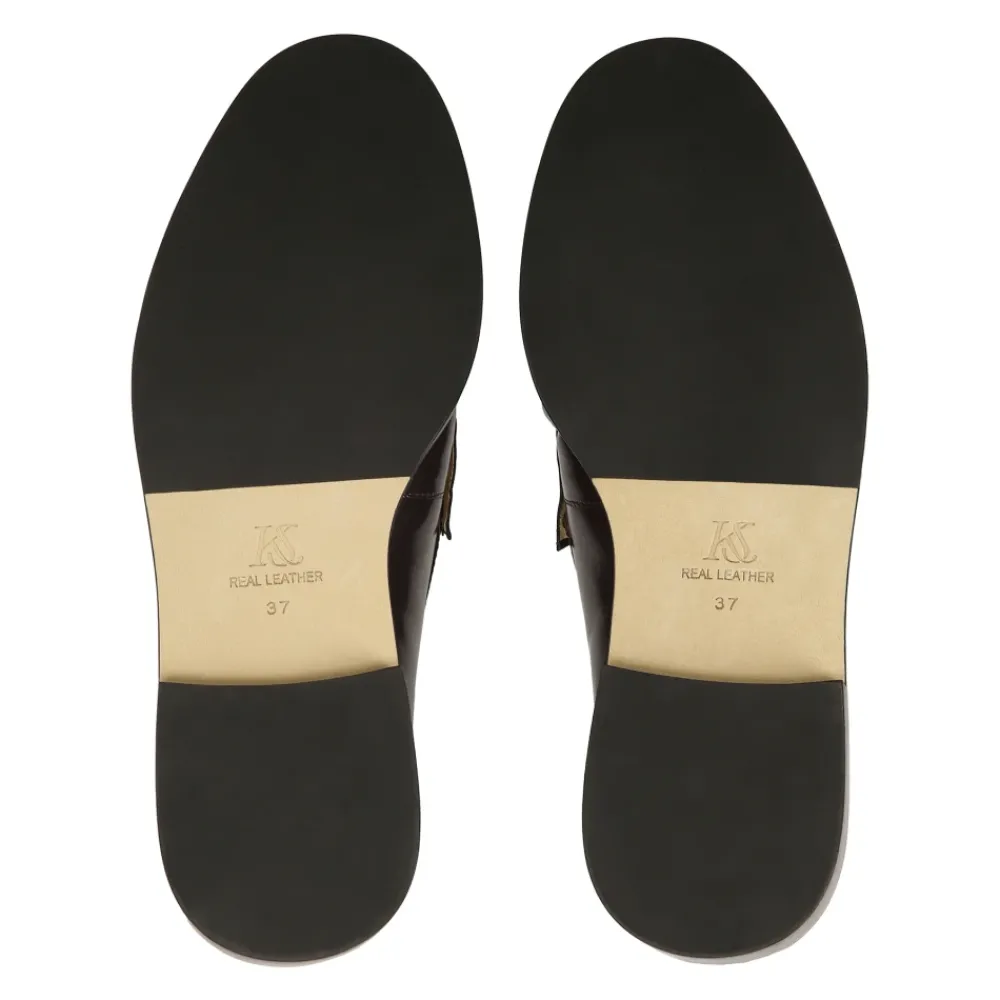 DAMES Kazar Studio Loafers^Donkere halfhoge laarzen met een dwarse streep