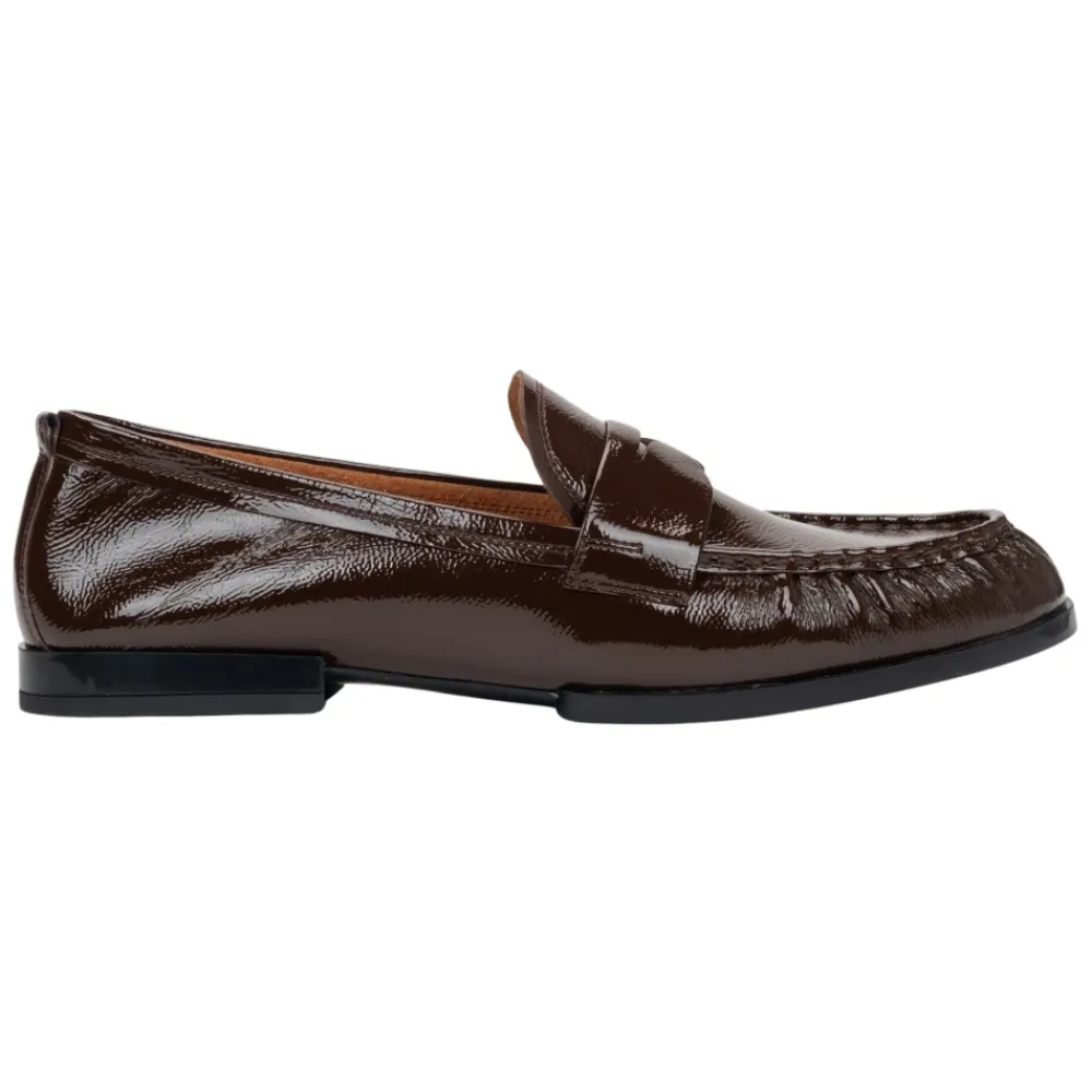 DAMES Estro Donkere loafers voor dames gemaakt van patent echt leer