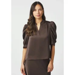 DAMES Neo Noir Blouses^Donkere Sateen Jurk