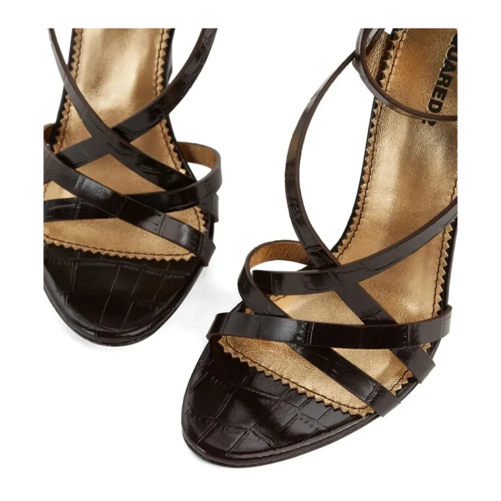 DAMES Dsquared2 Sandalen^Donkere Twin Heeled Sandalen