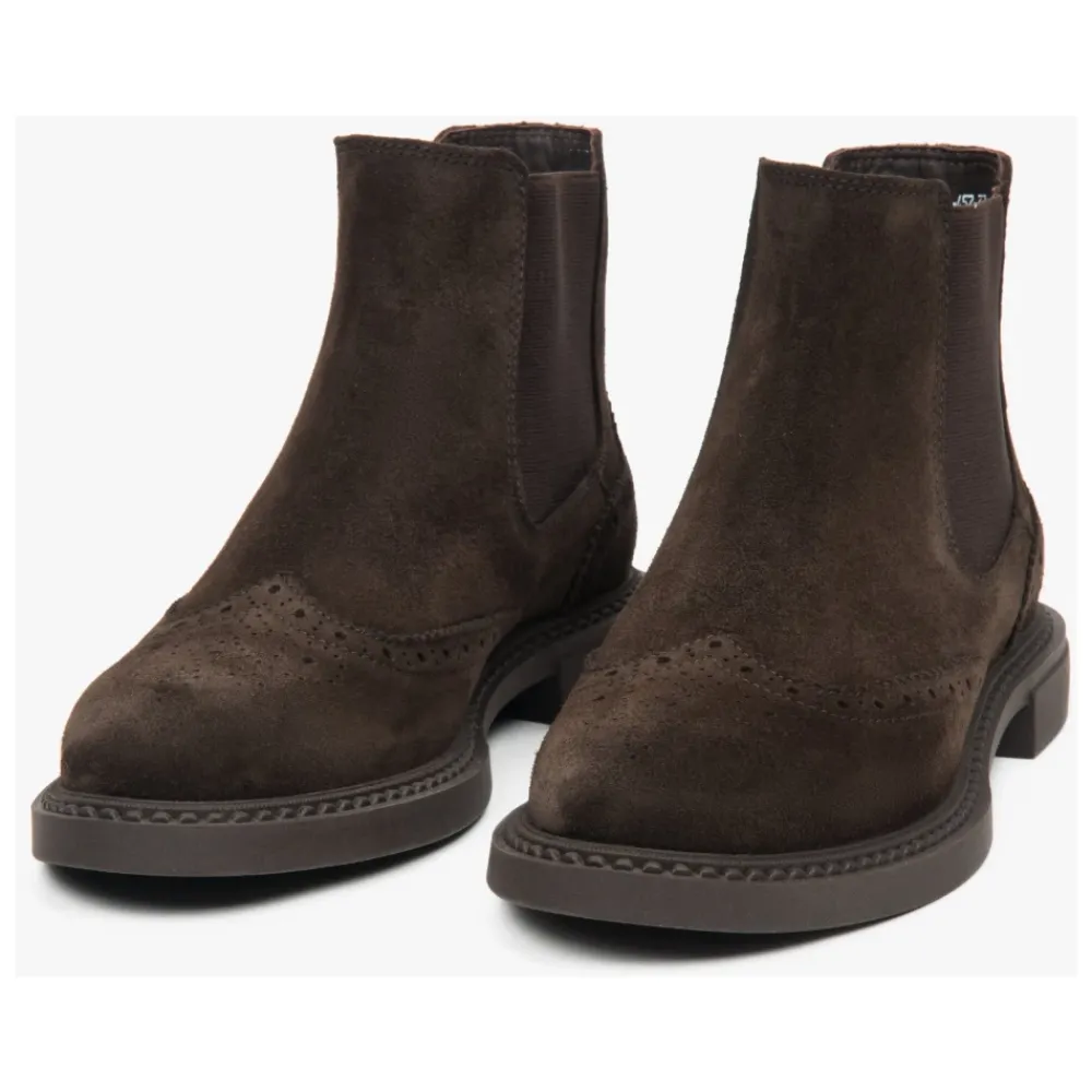 DAMES Estro Donkere Winter Chelsea-laarzen voor dames met perforatie gemaakt van Italiaans echt velours