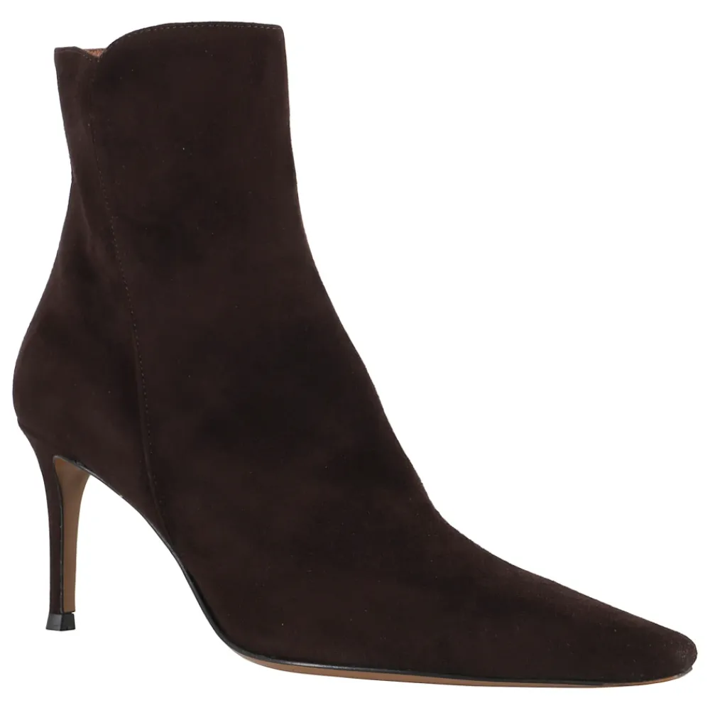 DAMES Roberto Festa Donkere suède enkellaars met puntige neus