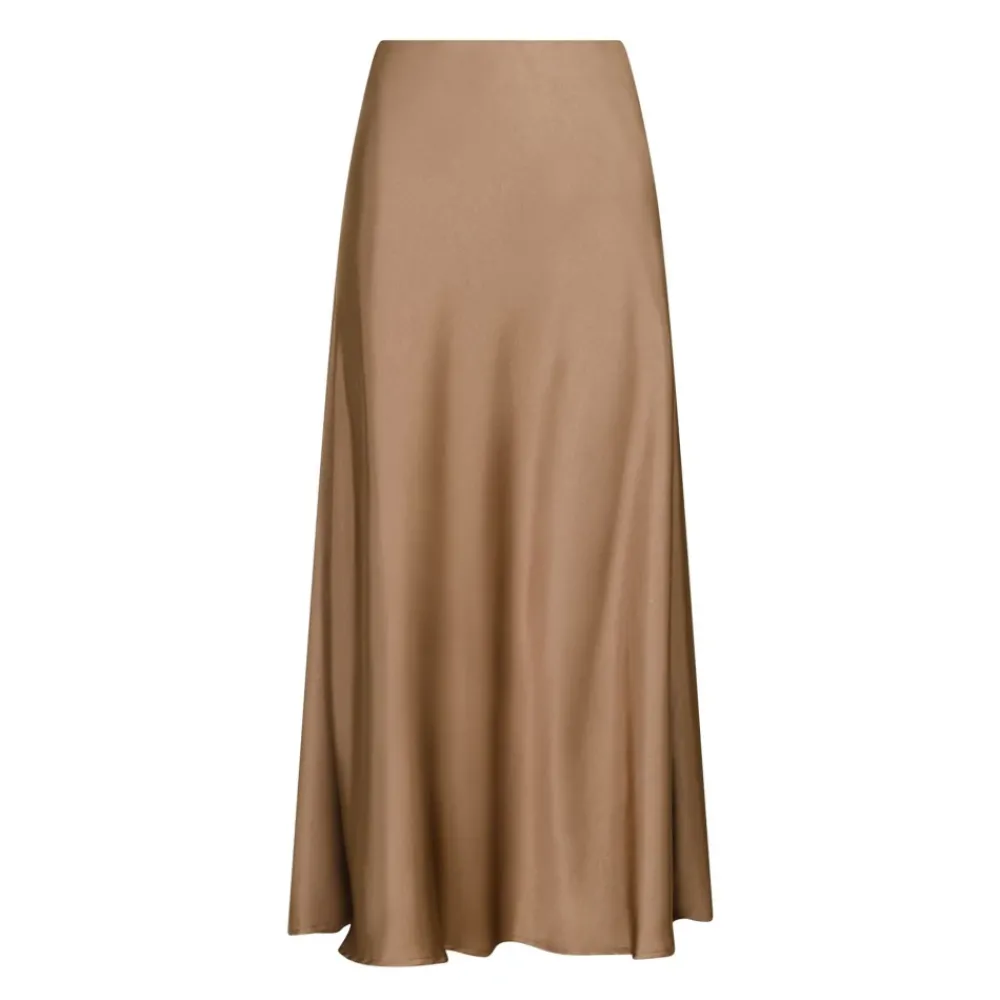 DAMES Neo Noir Donkere Taupe Satijnen Rok