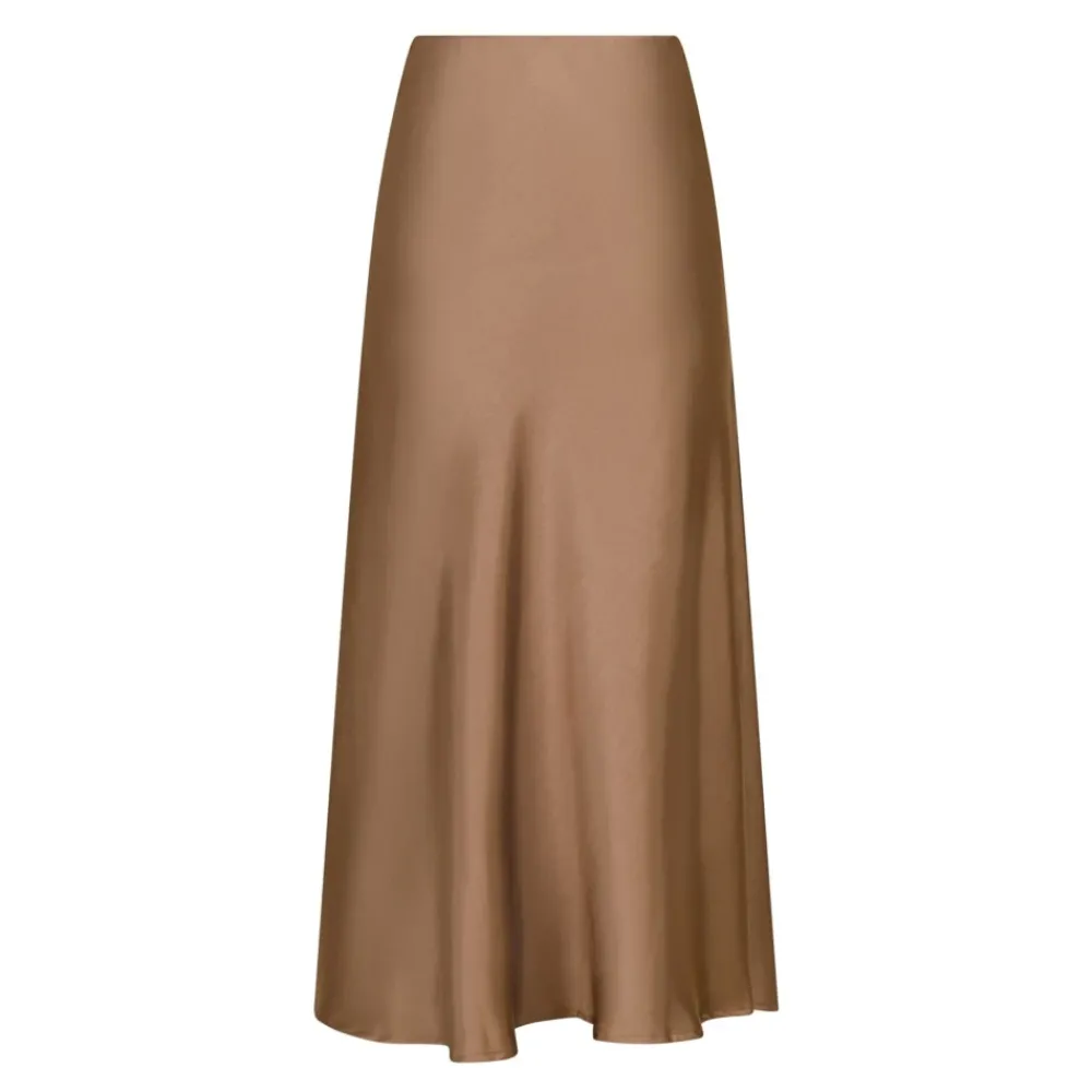 DAMES Neo Noir Donkere Taupe Satijnen Rok