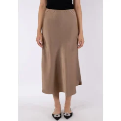 DAMES Neo Noir Donkere Taupe Satijnen Rok