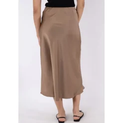 DAMES Neo Noir Donkere Taupe Satijnen Rok