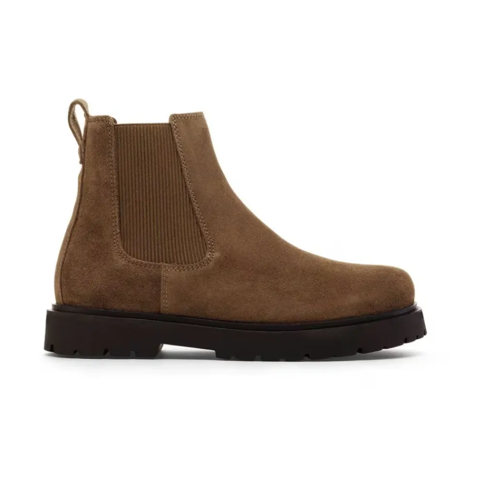 DAMES Birkenstock Chelseaboots^Donkere Thee Suède Leren Instapper