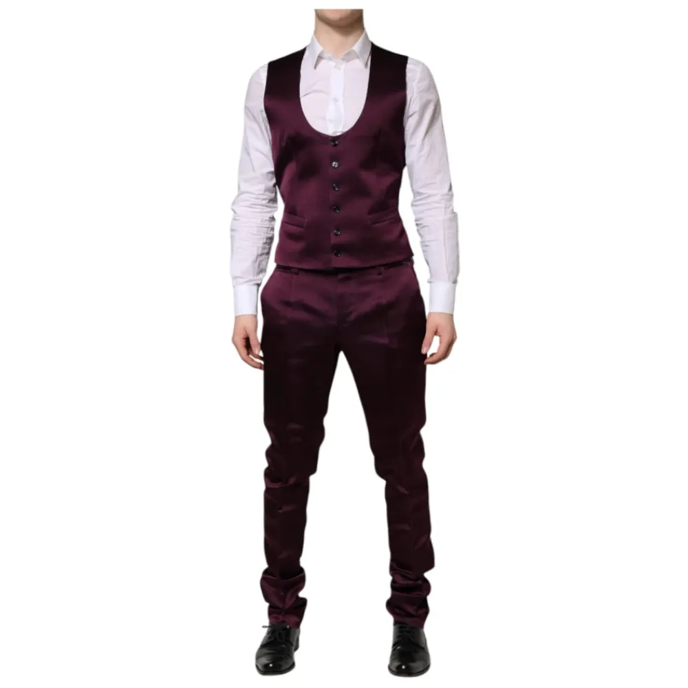 Heren Dolce & Gabbana Kostuums^Donker Zijden 3-Delig Pak