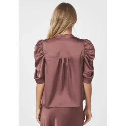 DAMES Neo Noir Donker Satijnen Blouse