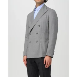 Heren Tagliatore Double Breasted Grijze Wollen Blazer