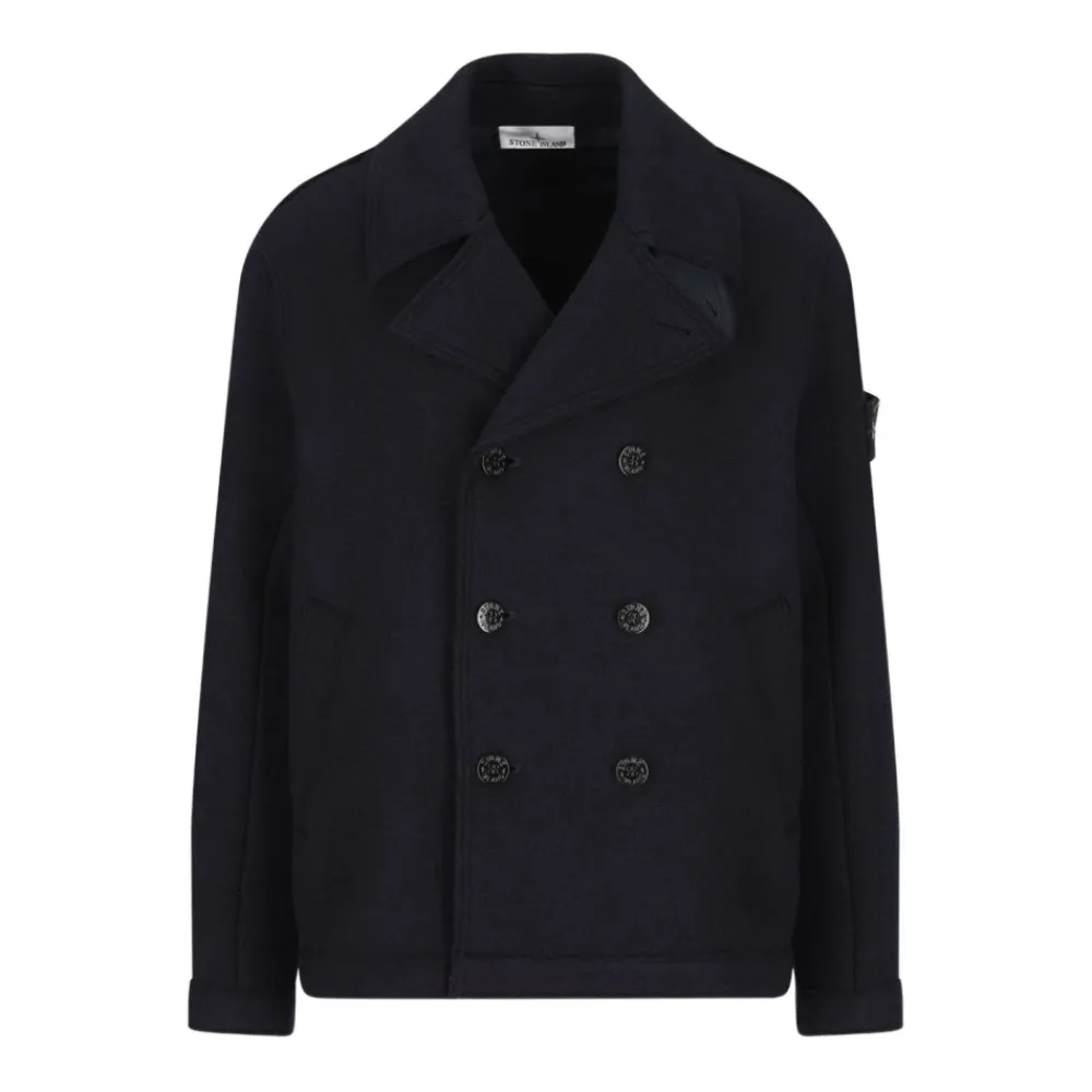 Heren Stone Island Double-breasted Pea Coat
