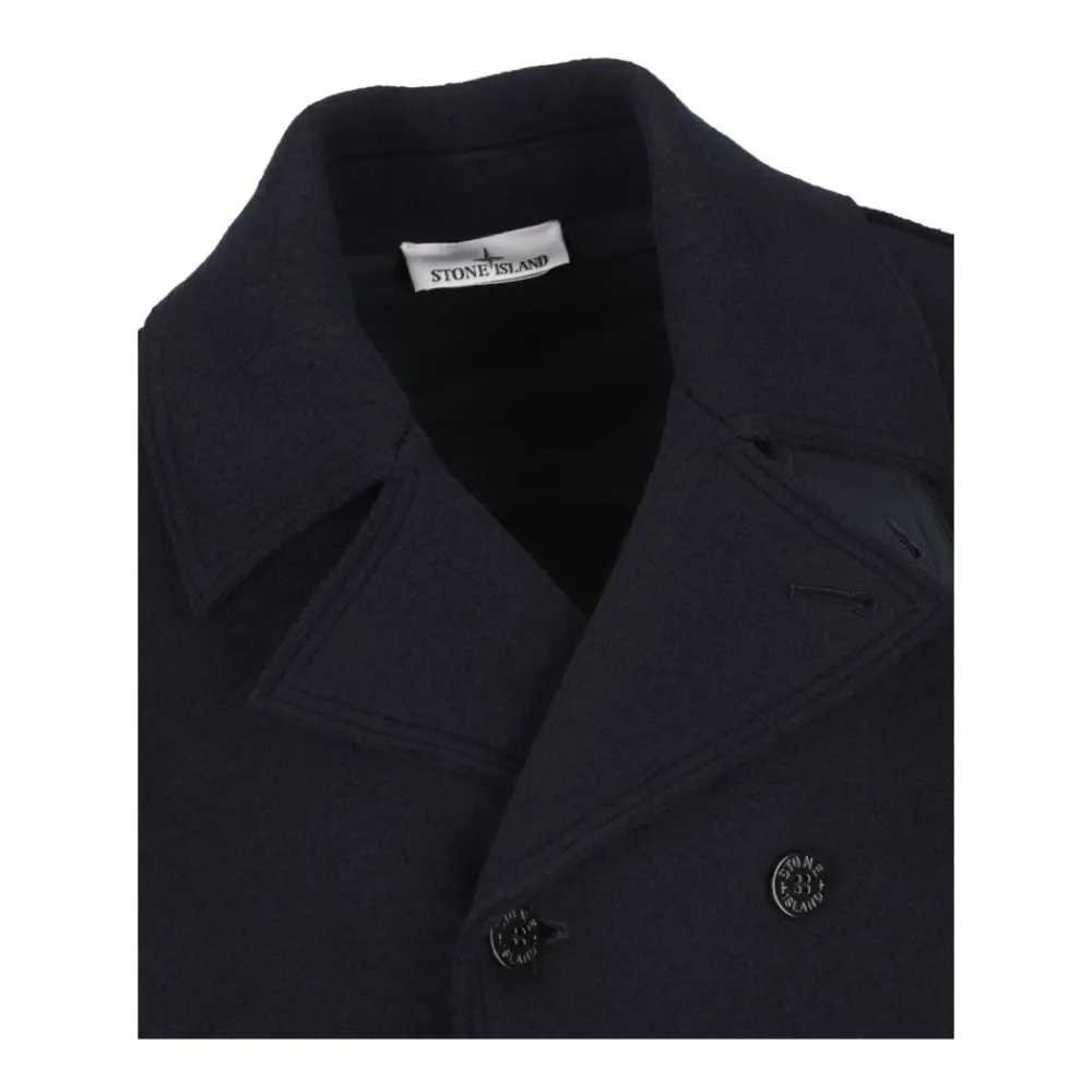 Heren Stone Island Double-breasted Pea Coat
