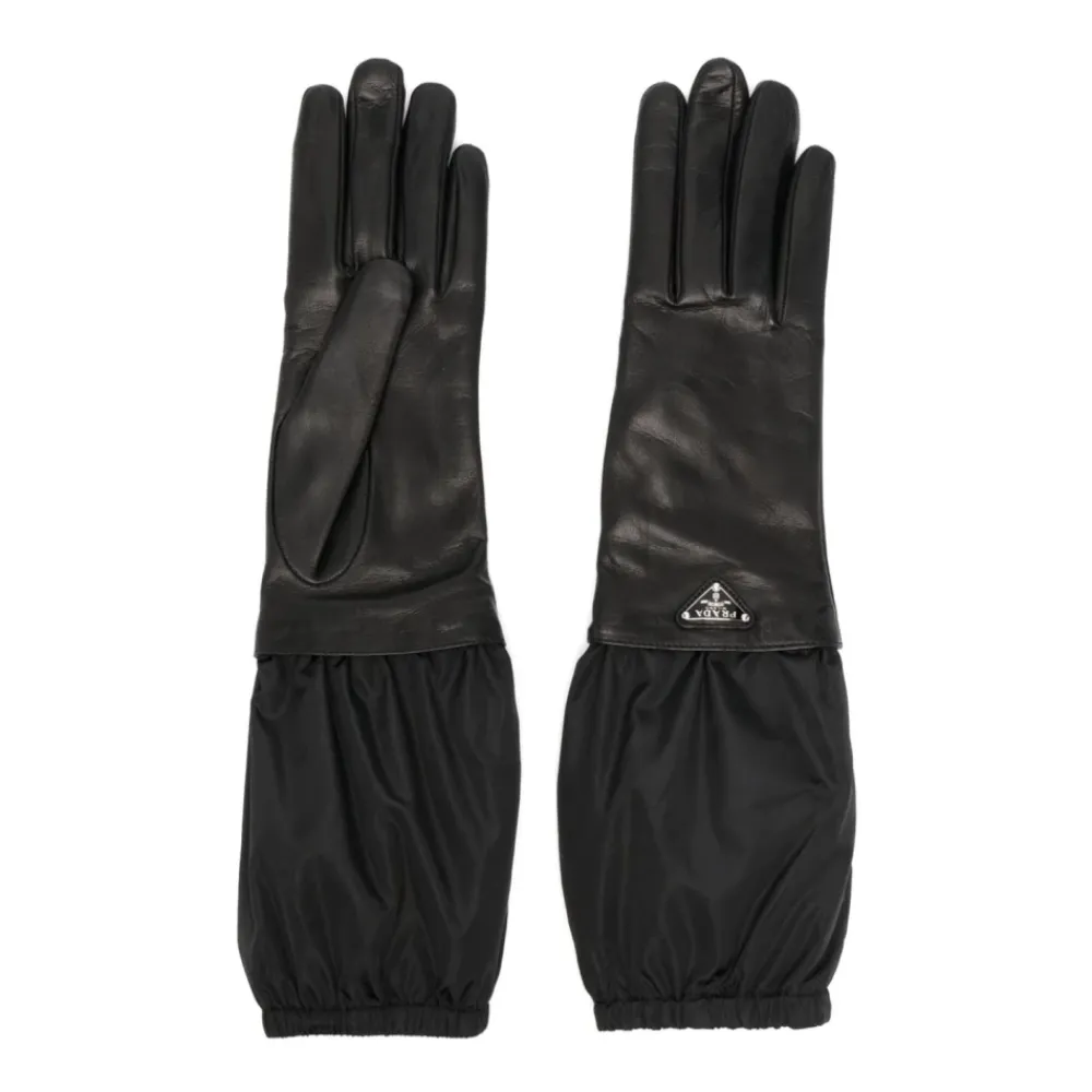 DAMES Prada Handschoenen^Driehoekig Logo Leren Handschoenen