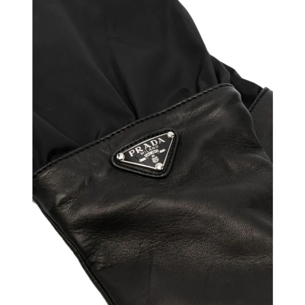 DAMES Prada Handschoenen^Driehoekig Logo Leren Handschoenen