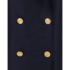 DAMES Harris Wharf London Dubbelrijige Gouden Knopen Jas