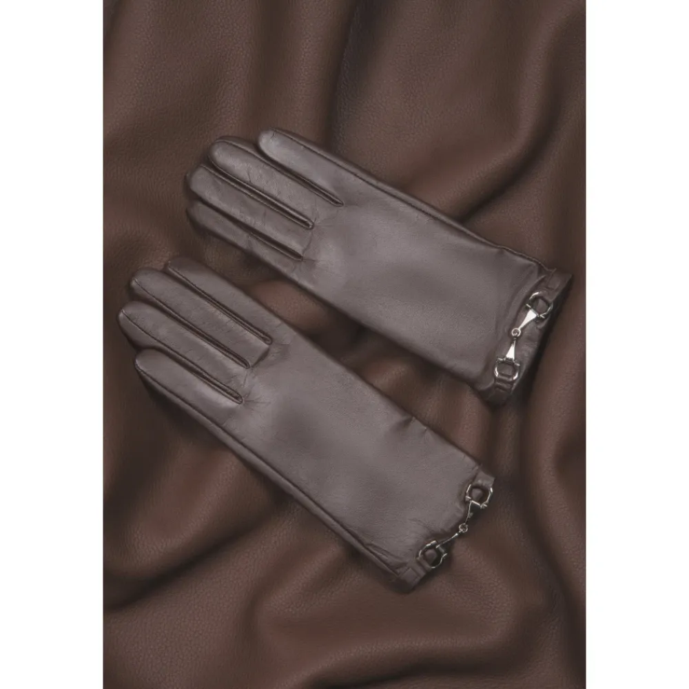 DAMES Estro Echt leren handschoenen met decoratieve gesp