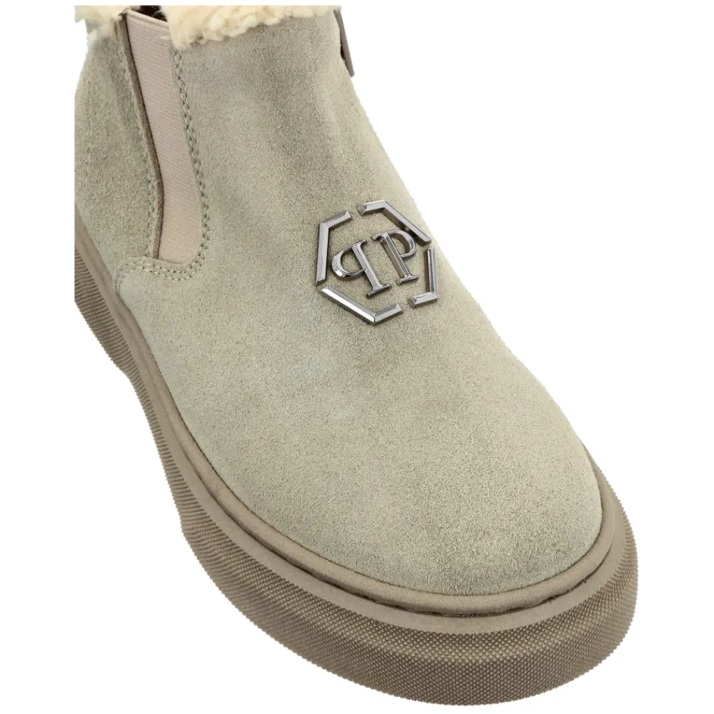 Philipp Plein Laarzen^Eco Shearling Suède Enkellaarsjes