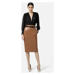 DAMES Elisabetta Franchi Rokken^Ecopelle extrasoft rok met metalen haken