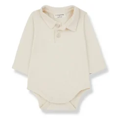 1 + IN THE FAMILY Bodysuits & Sets^Ecru Katoenen Polo Top Lange Mouw