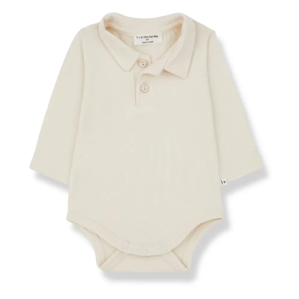 1 + IN THE FAMILY Bodysuits & Sets^Ecru Katoenen Polo Top Lange Mouw