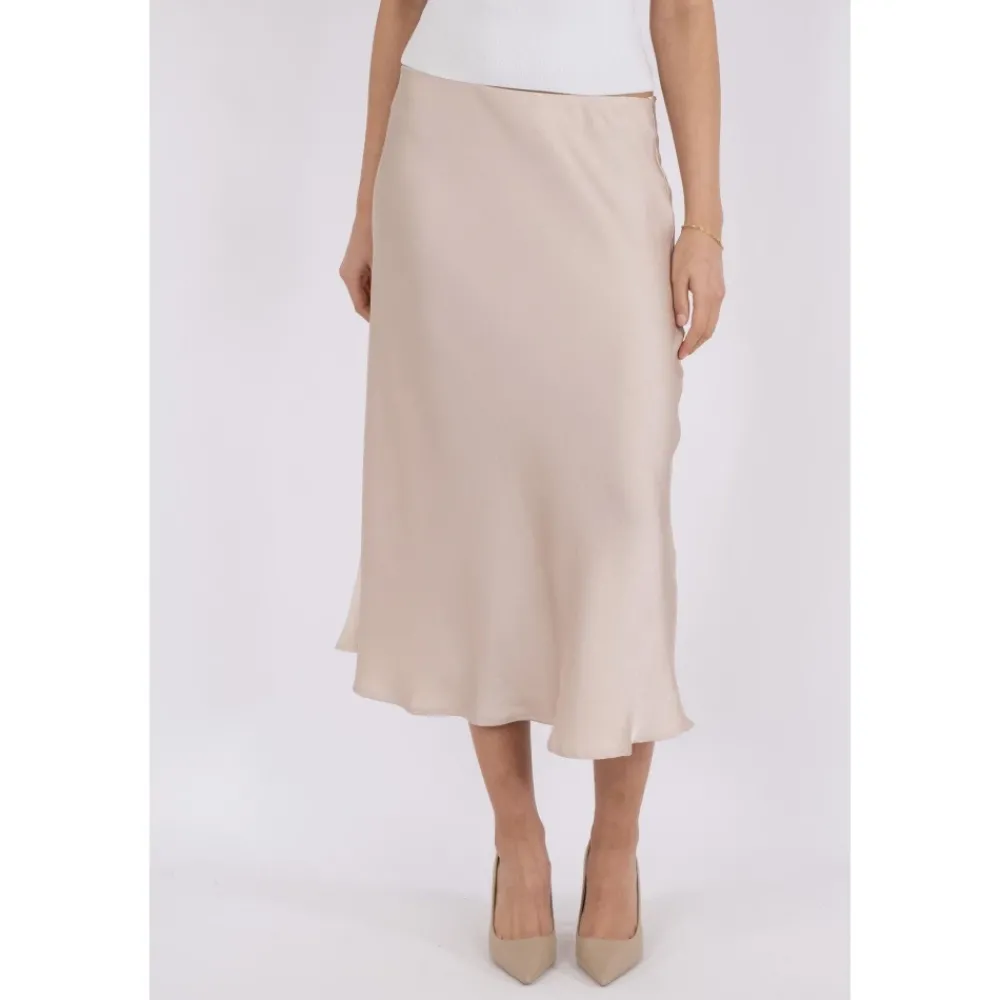 DAMES Neo Noir Rokken^Elegante Champagne Satijnen Rok