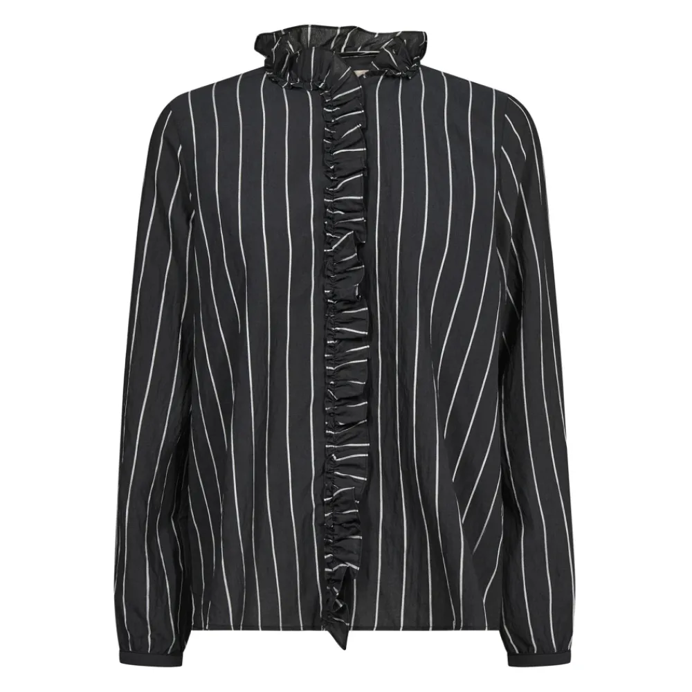 DAMES MOS MOSH Blouses^Elegante Gestreepte Blouse met Ruches Phantom