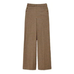 DAMES Twinset Broeken^Elegante Kamel & Zwart Wollen Broek