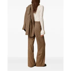 DAMES Twinset Broeken^Elegante Kamel & Zwart Wollen Broek