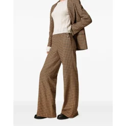 DAMES Twinset Broeken^Elegante Kamel & Zwart Wollen Broek