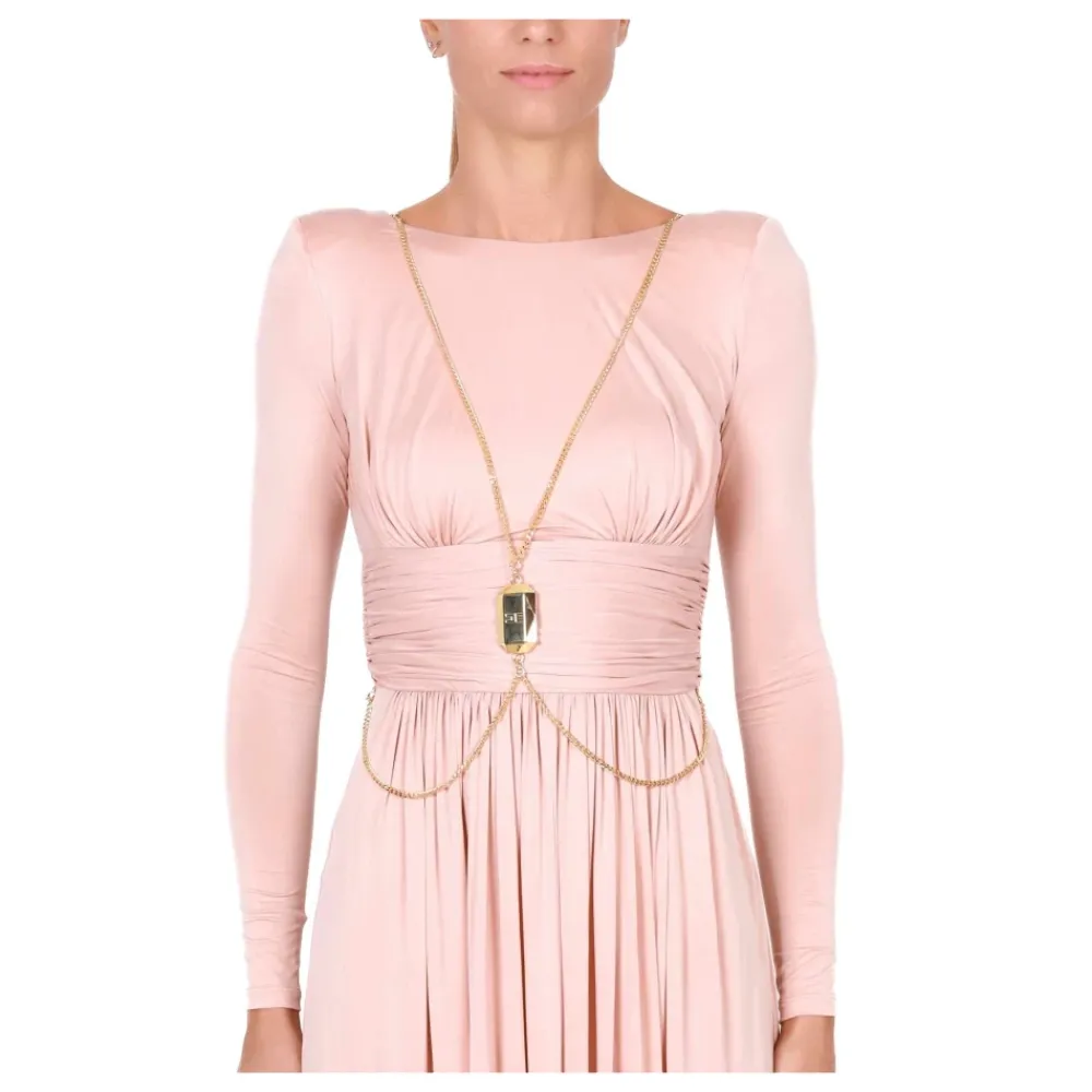 DAMES Elisabetta Franchi Elegante Lange Jurk met Open Rug