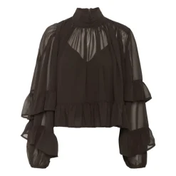 DAMES Gestuz Elegante Mesh Blouse met Ruches