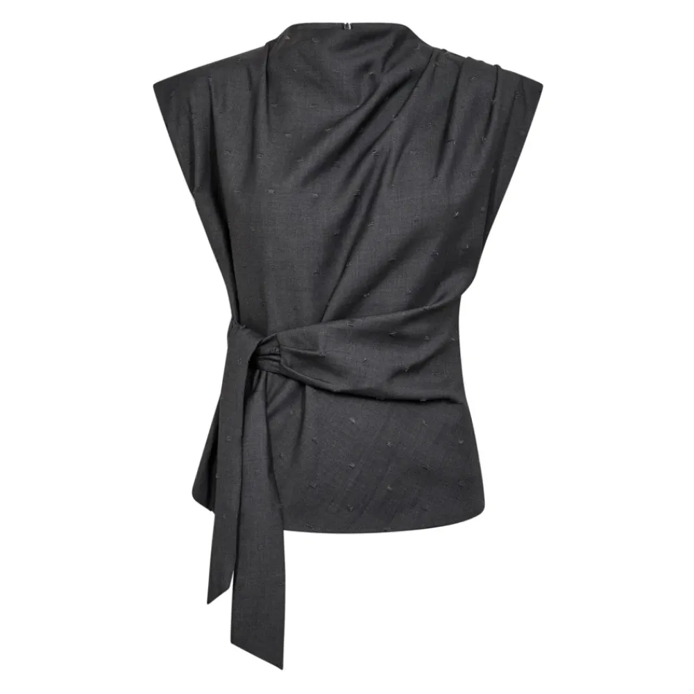 DAMES Co'Couture Elegante Pleat Top in Mid Grey