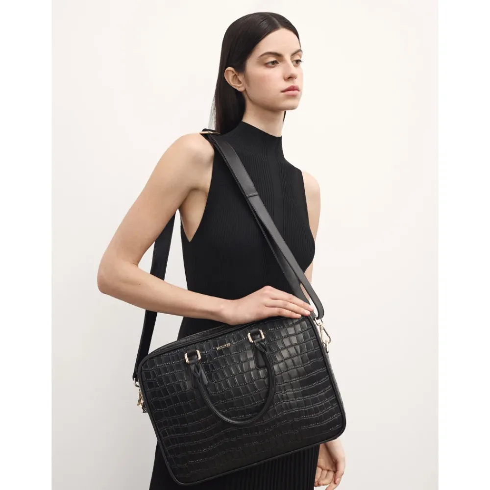 DAMES Kazar Elegante reliëf lederen laptoptas