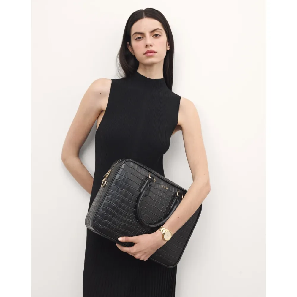 DAMES Kazar Elegante reliëf lederen laptoptas