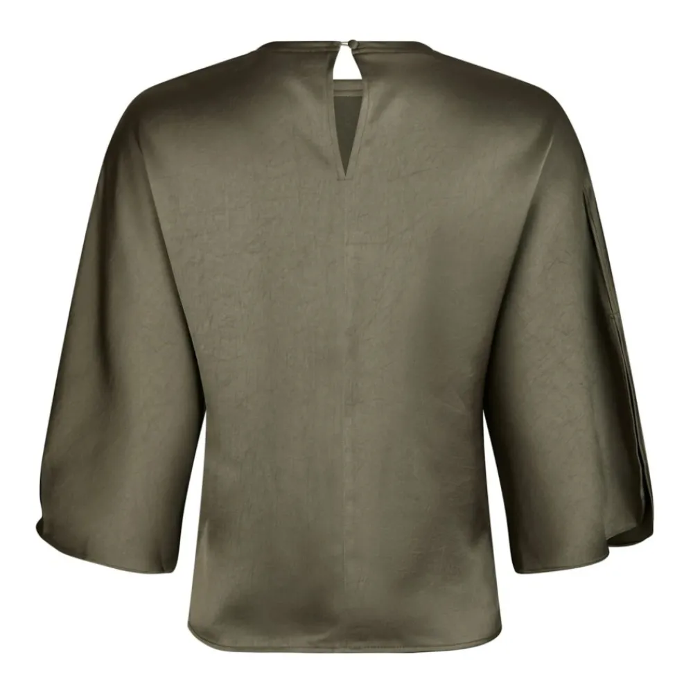 DAMES Neo Noir Blouses^Elegante Sateen Blouse Cold Army