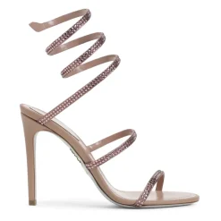 DAMES René Caovilla Elegante Satijnen Sandalen Nude Neutrals