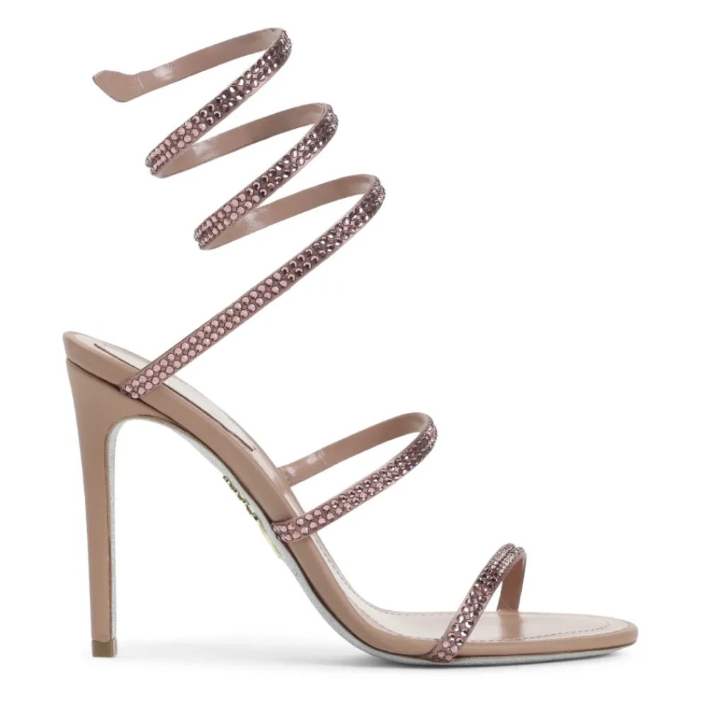 DAMES René Caovilla Elegante Satijnen Sandalen Nude Neutrals