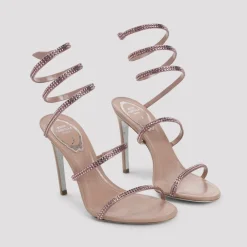 DAMES René Caovilla Elegante Satijnen Sandalen Nude Neutrals