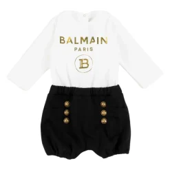 Balmain Elegante Stro Jumpsuit met Lange Mouwen en Geribbelde Manchetten