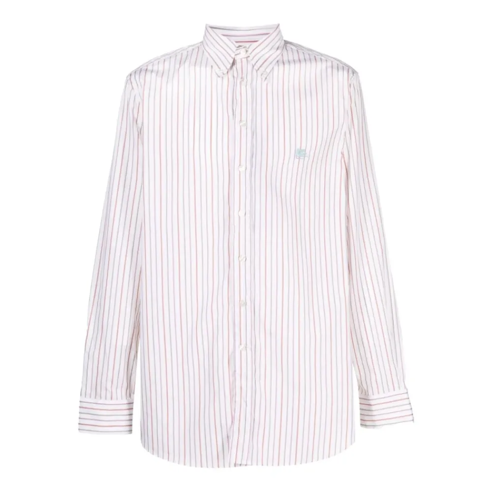 Heren Etro Embroidered Logo Striped Shirt