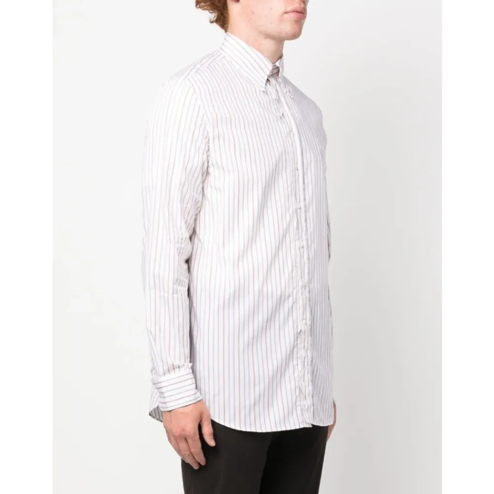 Heren Etro Embroidered Logo Striped Shirt