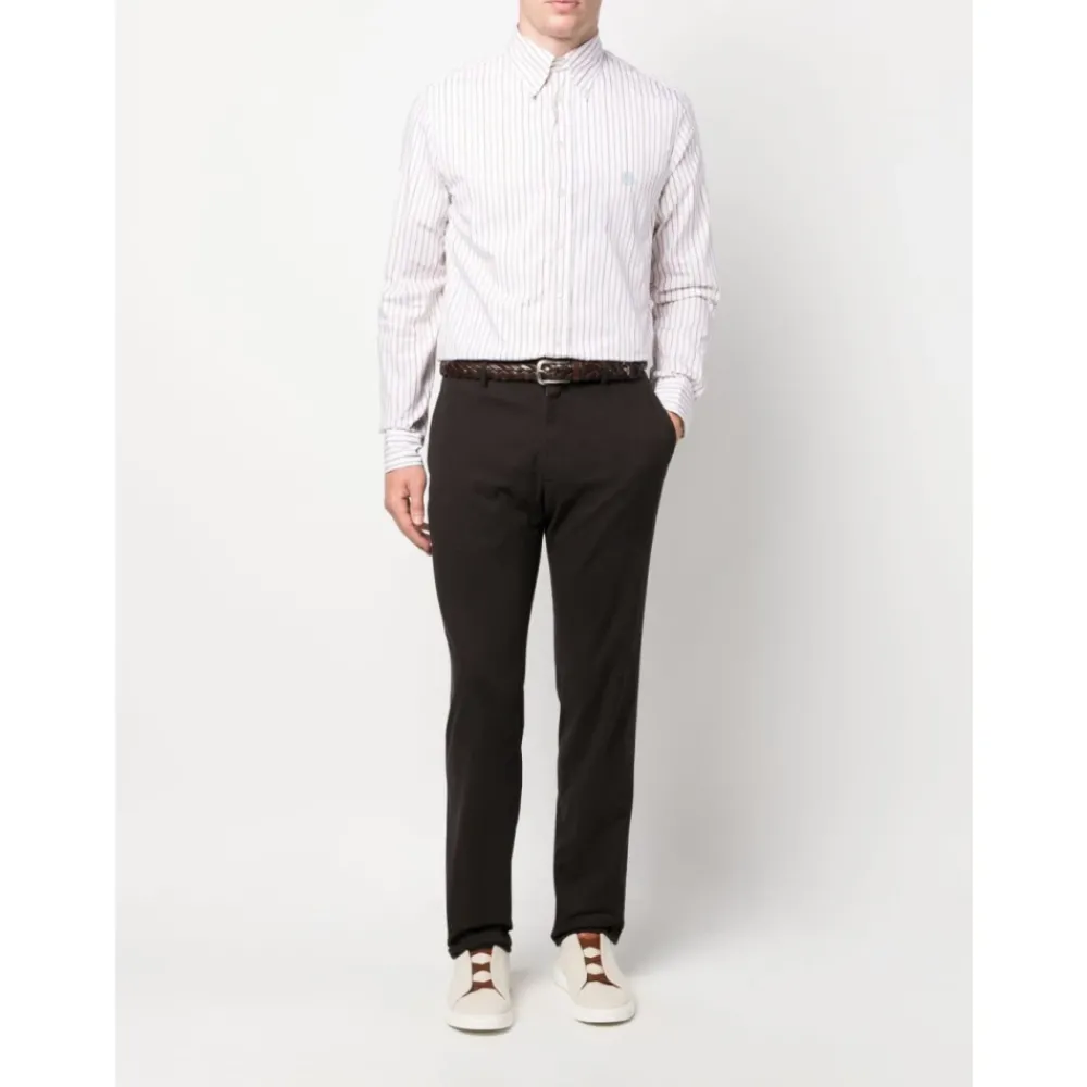 Heren Etro Embroidered Logo Striped Shirt