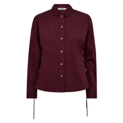 DAMES Co'Couture Eyelet Tie Shirt Blouse in Winered