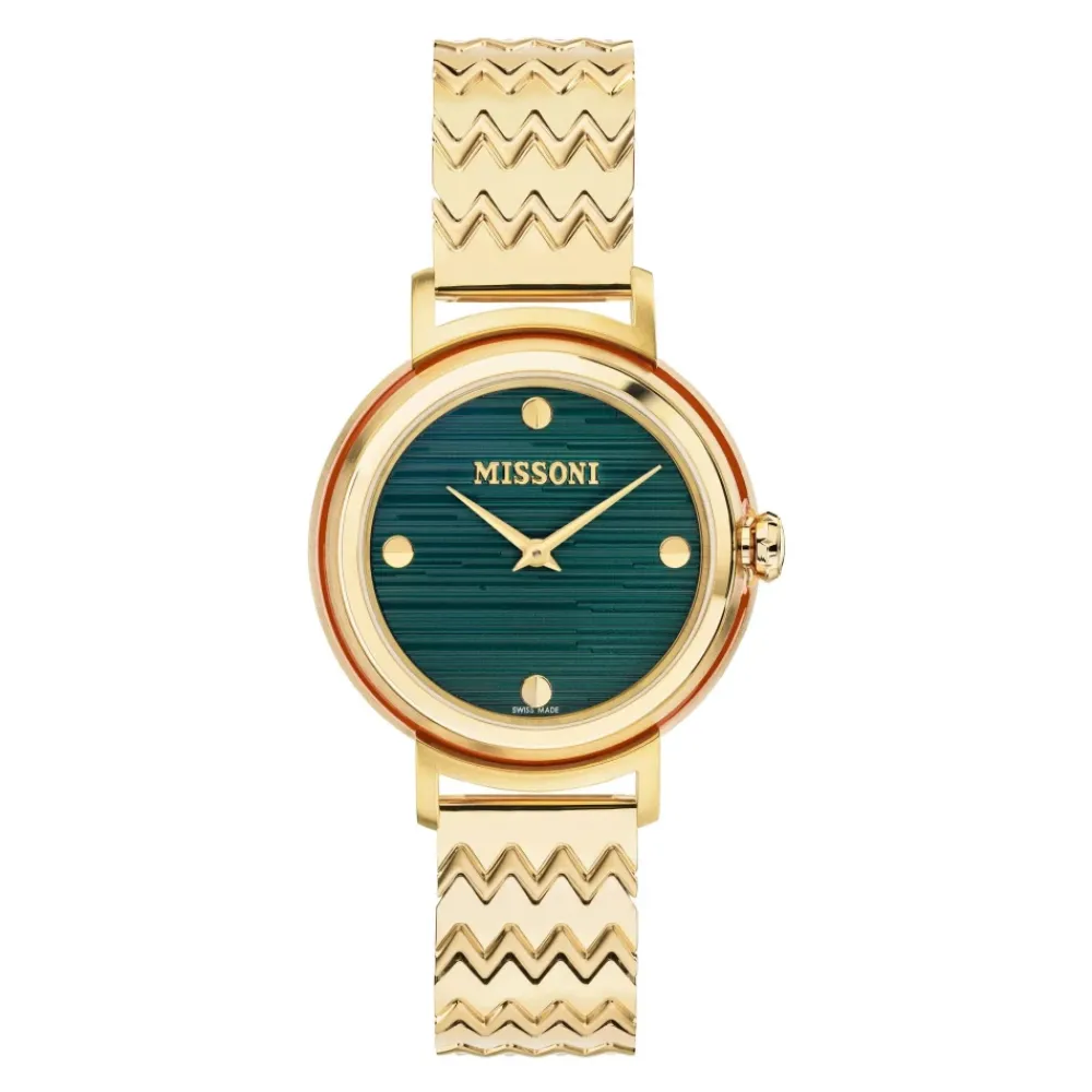 DAMES Missoni Horloges^Fiammato Groen Roestvrij Stalen Horloge